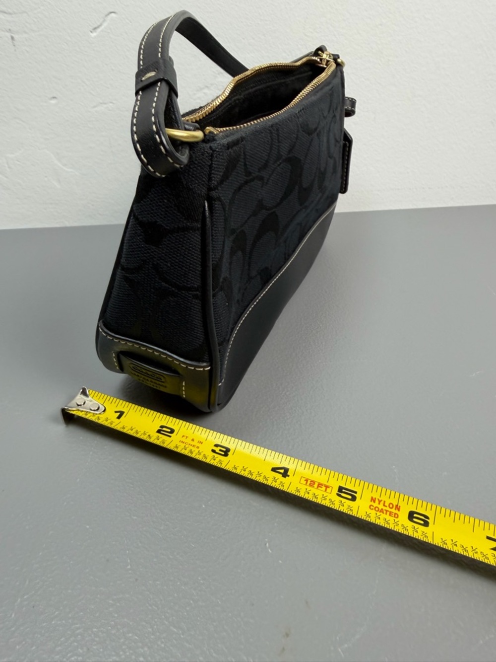 Coach Demi Signature Jacquard Mini Shoulder Black Bag Leather Trim Y2k Purse EUC - Picture 11 of 12